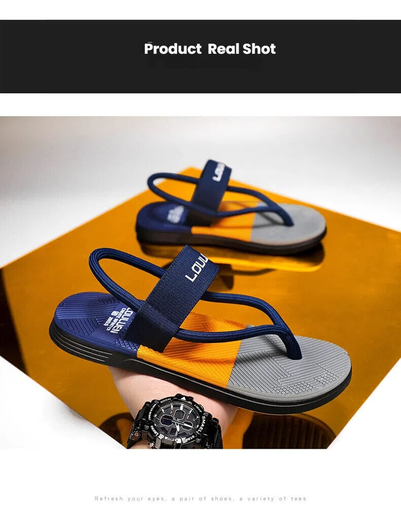 Men's Outdoor Non-Slip Sandals, EVA Lightweight Thick-Sole Beach Slippers for Casual & Sports(dark blue-45) - Image 4